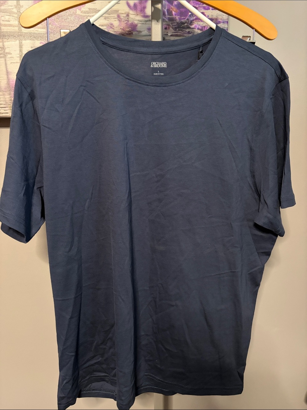 Orchard and Broome  Men's Short Sleeve Crew T-Shirt in Navy Size L NWT